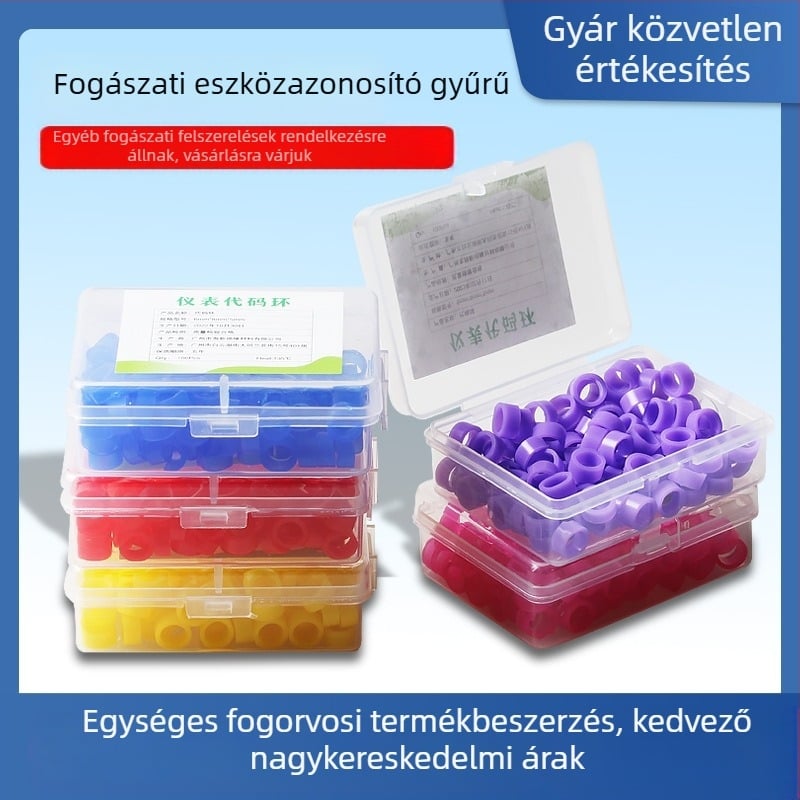 Fogászati fertőtlenítési azonosító kör, szilikon gumi jelölőgyűrű, fertőtlenítés osztályozó kör, műszerkóddal ellátott kör; nettó tömeg 22 g; felnőtteknek