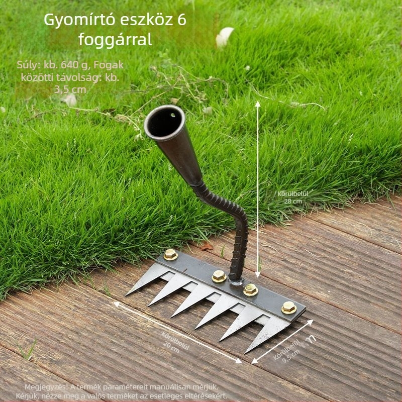 Kerti gereblye és kapáló – mangán acél, ötfogú kialakítás, többfunkciós, talaj lazítása, gyomirtás