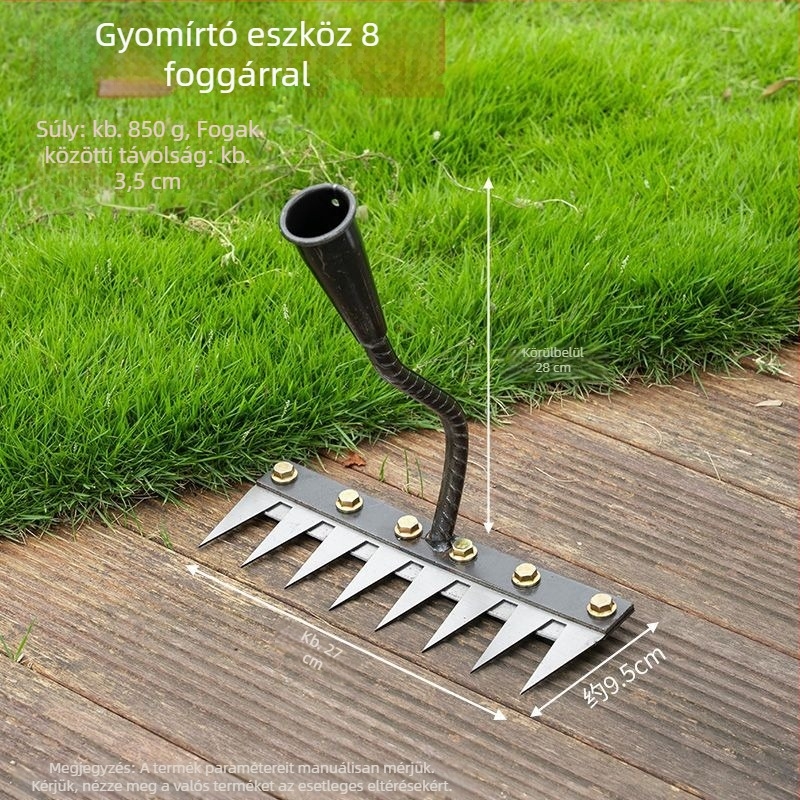 Kerti gereblye és kapáló – mangán acél, ötfogú kialakítás, többfunkciós, talaj lazítása, gyomirtás