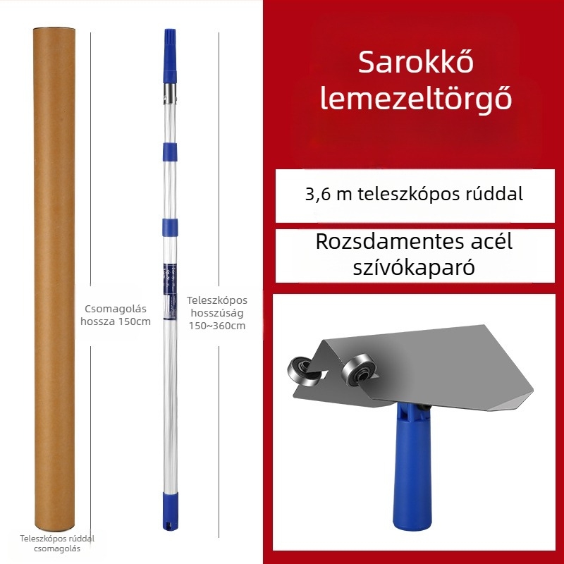 Teleszkópos glettelő tartó alumíniumötvözetből, Velcro alapú, száraz csiszoláshoz falakhoz
