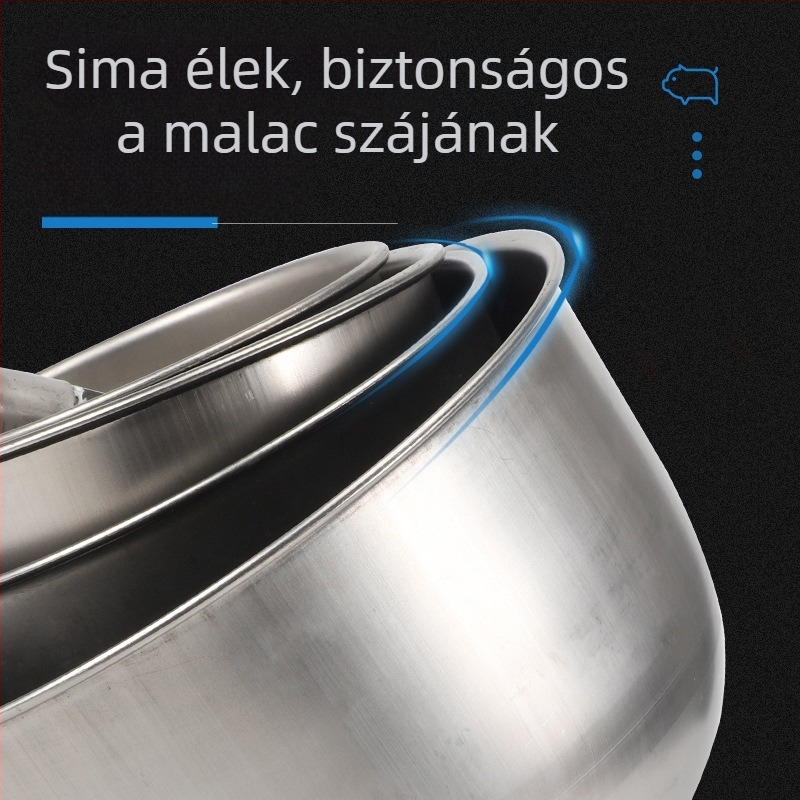 Vastagított kör alakú rozsdamentes acél itatótál disznók és anyák számára