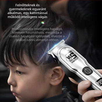 Újratölthető elektromos hajvágó rozsdamentes acél pengékkel és cserélhető, mosható vágófejjel