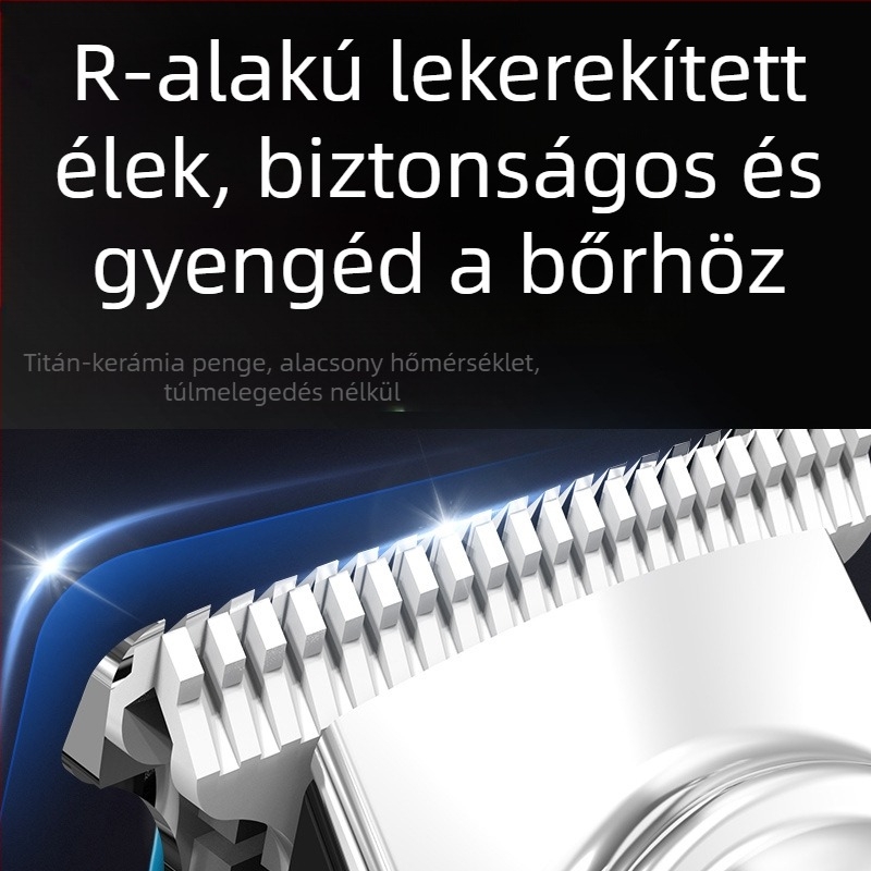 Újratölthető elektromos hajvágó rozsdamentes acél pengékkel és cserélhető, mosható vágófejjel