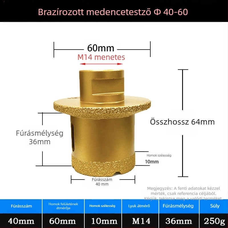 Meier Shield MH0189 Gyémántos lyukfúró szögmérő kő- és kerámia munkákhoz — Forrasztási folyamat, kőipari felhasználás