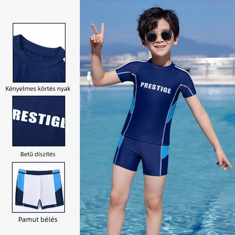 Youyou gyermekeknek kétrészes fürdőruha hosszú ujjú, napvédő, uniszex, poliészter-spandex anyag