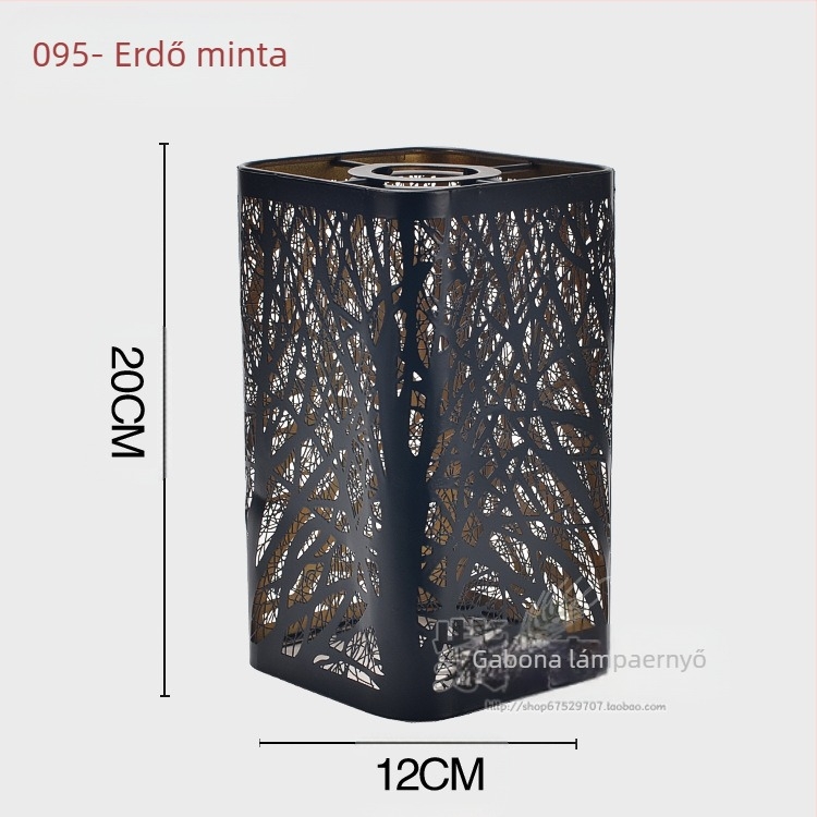 Lámpabúra alumíniumból lézergravírozással, fém burkolat; formák: egyenes, négyzetes vagy kör alakú