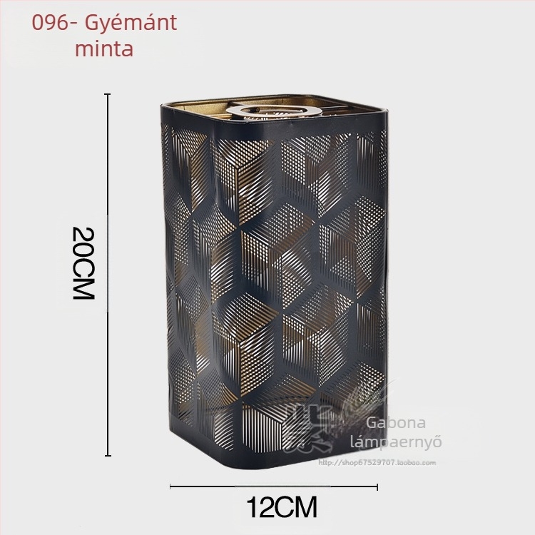 Lámpabúra alumíniumból lézergravírozással, fém burkolat; formák: egyenes, négyzetes vagy kör alakú