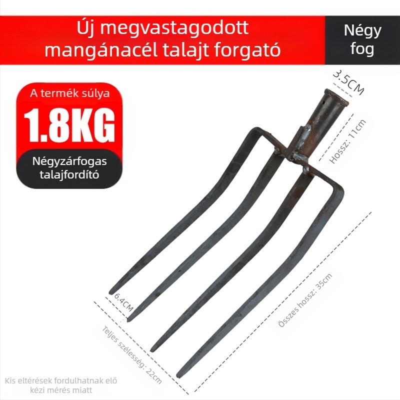 Növénytermesztéshez készült négyágú mangánacél talajlazító villa, egy darabból álló integrált kivitelezés, magas szilárdságú, hagyma, gyömbér és fokhagyma ásásához