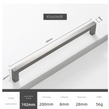 Alumíniumötvözet fogantyú szekrényajtóhoz és fiókokhoz, modern minimalist stílus, modell 807, oxidációs felület