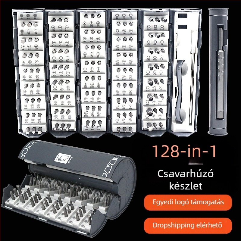 132-1-ben precíz csavarhúzó készlet okostelefonokhoz, szemüveghez és számítógépekhez — króm-vanádium acél, mágneses, szigetelés nélkül, tömeg 0.643, Shenggong Hardware