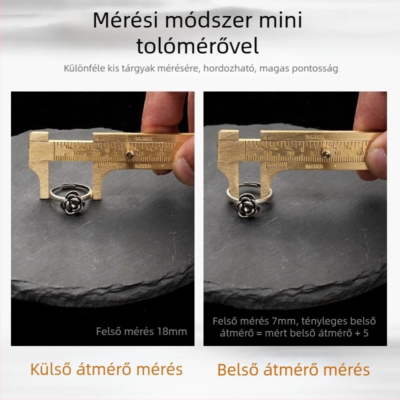 Digitális tolómérő ékszerekhez – Magas precizitású, tiszta réz, LCD kijelző, a kis ékszerek és mini tárgyak méréséhez