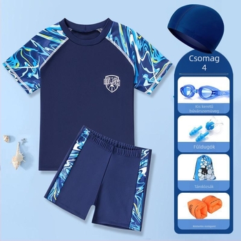 Két részes fiú fürdőruha – rövid ujjú felső és rövidnadrág, anyag Nylon/ Poliészter