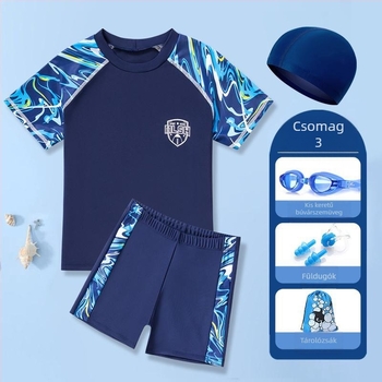 Két részes fiú fürdőruha – rövid ujjú felső és rövidnadrág, anyag Nylon/ Poliészter