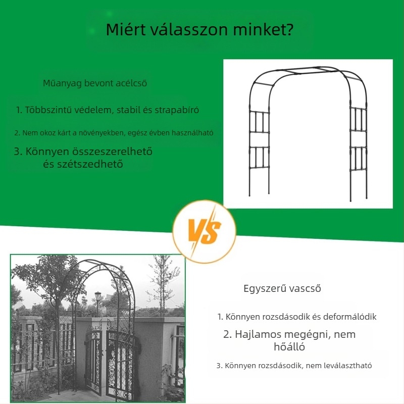 Ívelt virágtartó, PE-bevonatú acélcső, 11 alkalmazási területhez