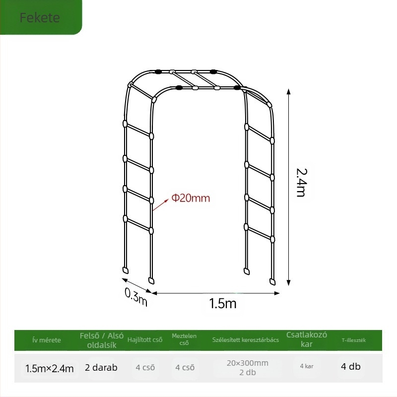 Ívelt virágtartó, PE-bevonatú acélcső, 11 alkalmazási területhez
