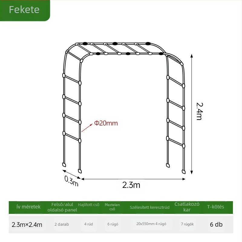 Ívelt virágtartó, PE-bevonatú acélcső, 11 alkalmazási területhez