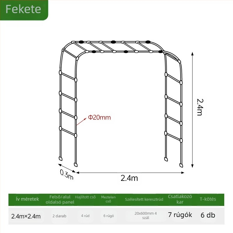 Ívelt virágtartó, PE-bevonatú acélcső, 11 alkalmazási területhez