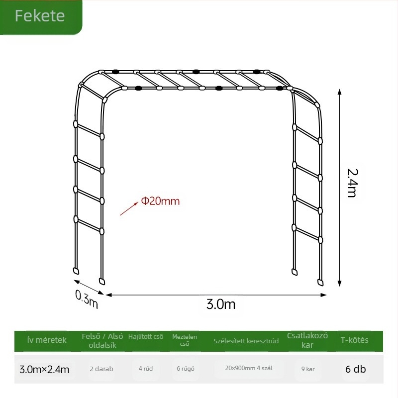 Ívelt virágtartó, PE-bevonatú acélcső, 11 alkalmazási területhez