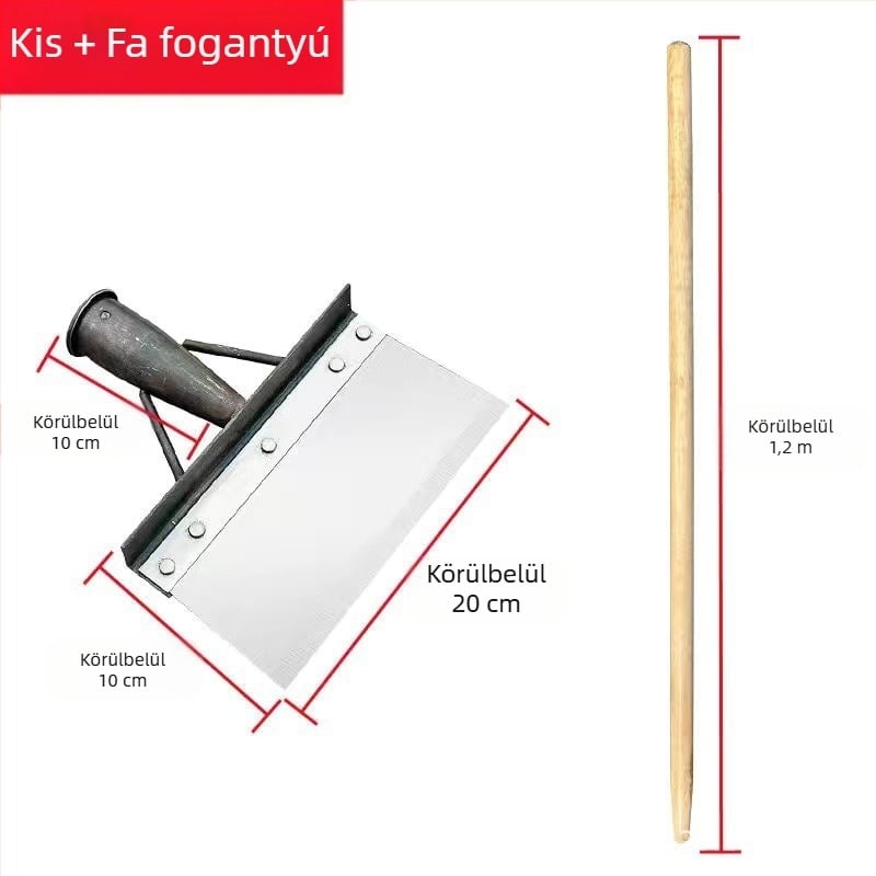 Mangán acél hóeltávolító lapát recés élű pengével, mezőgazdaságra, állattenyésztésre és háztartási tisztításra