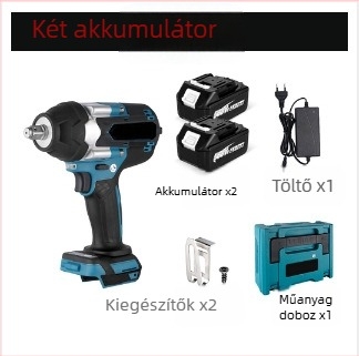 Csapágy nélküli akkumulátoros ütőkulcs LED-fénnyel, 1000 Nm nyomaték, 21V akkumulátor, reversz