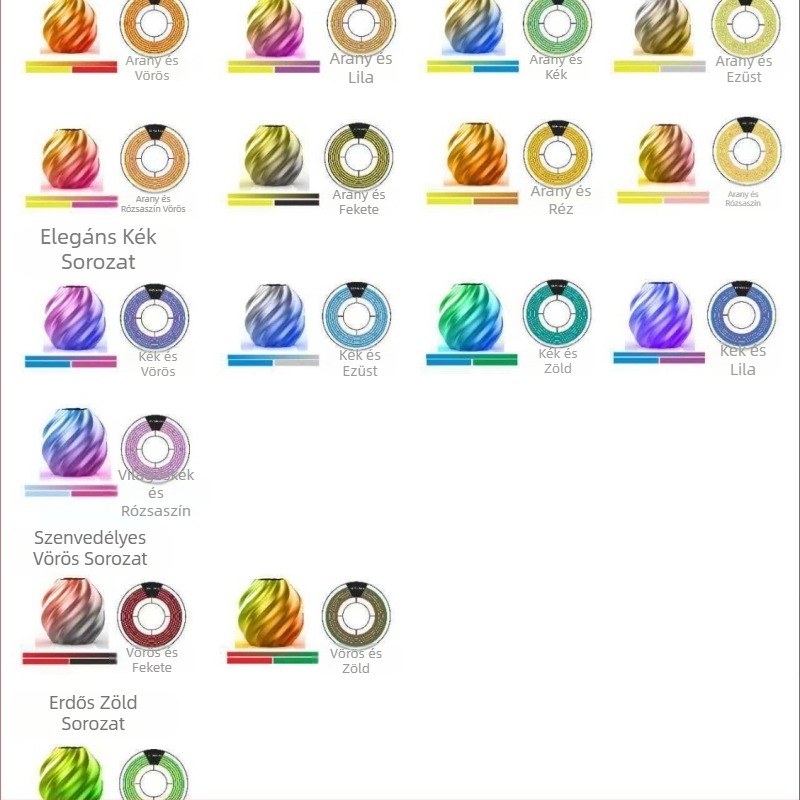 PLA szál 3D nyomtatáshoz selyem gradientes felülettel, 0,011 mm pontosság