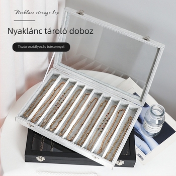 Xiangyu ékszerdoboz, modell 06, fa + flanel belső, lazára tervezett stílus, kemény felépítés