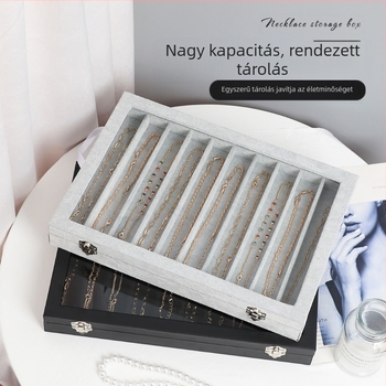 Xiangyu ékszerdoboz, modell 06, fa + flanel belső, lazára tervezett stílus, kemény felépítés