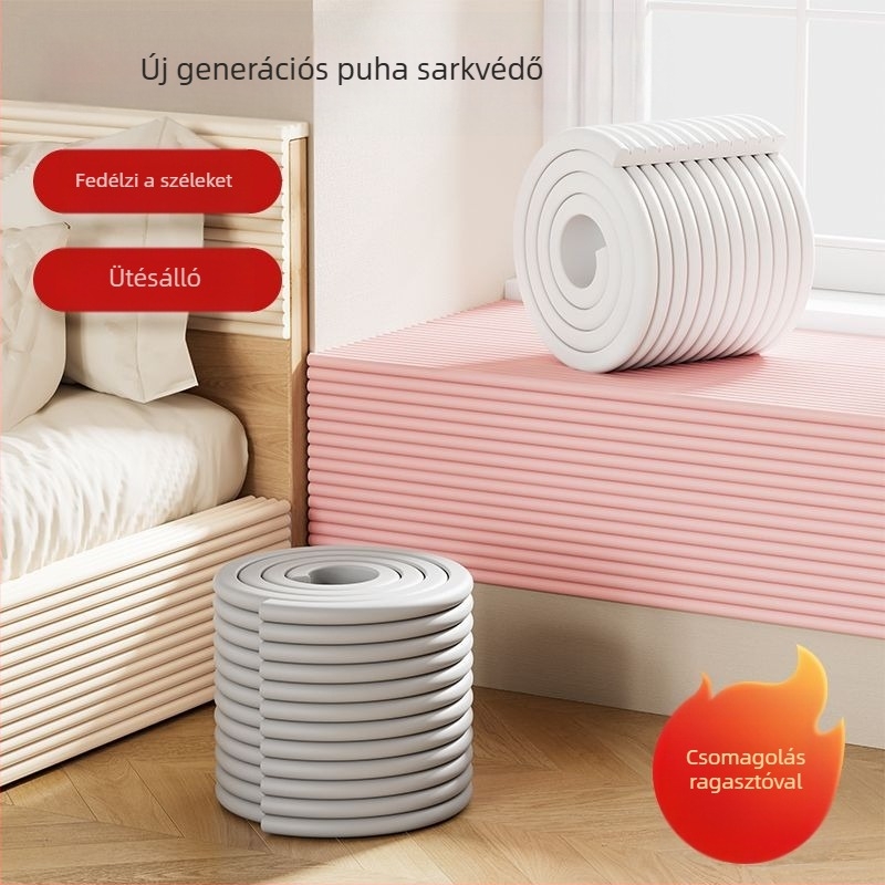 Gyerekeknek készült vastított és szélesített ablakpárkány védőcsík, élvédővel és meleg talpbetéttel