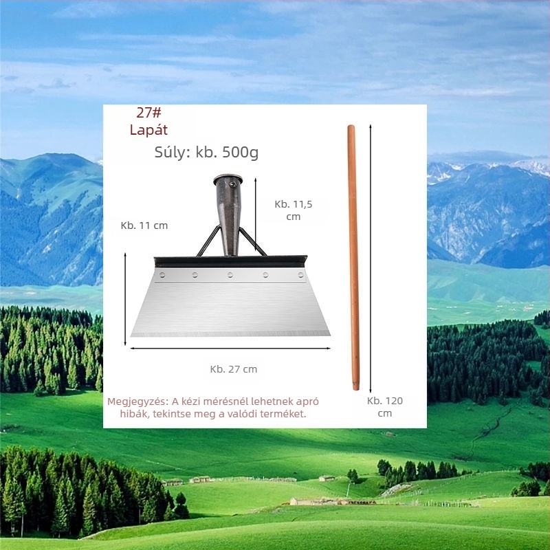 Hólapát mangánacélból, fogazott éllel – hóeltávolításra, trágyaszállításra és háztartási tisztításra