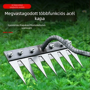 Multifunkcionális gyomirtó eszköz integrált kapával és mangán-ötvözet acéllal háztartási és mezőgazdasági használatra (talajforgatás, lazítás)