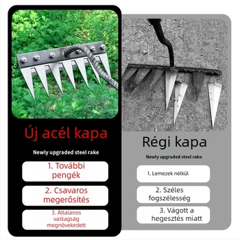 Multifunkcionális gyomirtó eszköz integrált kapával és mangán-ötvözet acéllal háztartási és mezőgazdasági használatra (talajforgatás, lazítás)