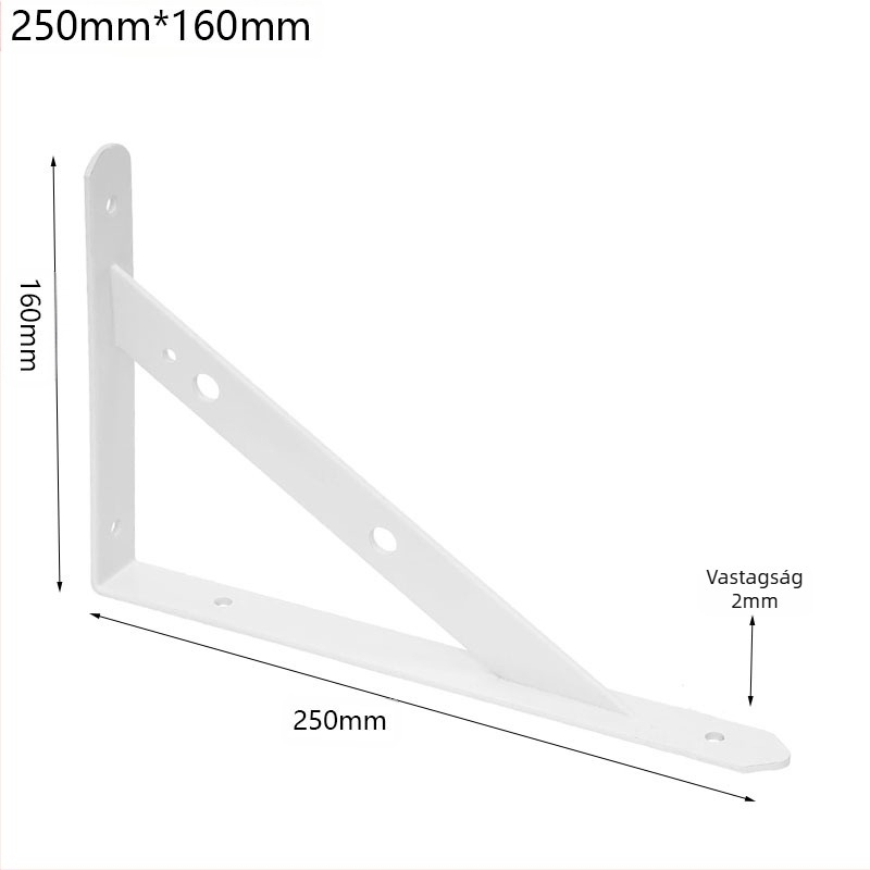 Vasból készült nehéz teherbírású háromszög alakú polctartó, falra szerelhető