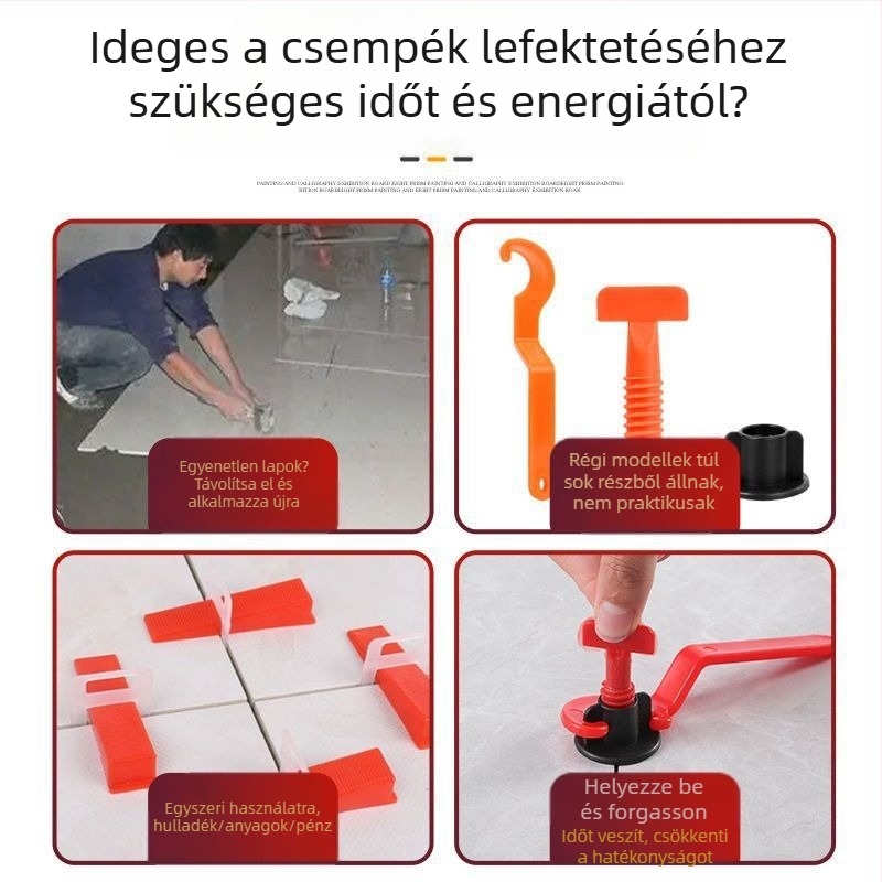 Csempe szintező és állító – gyors, újrahasználható eszköz csempézéshez, univerzális modell