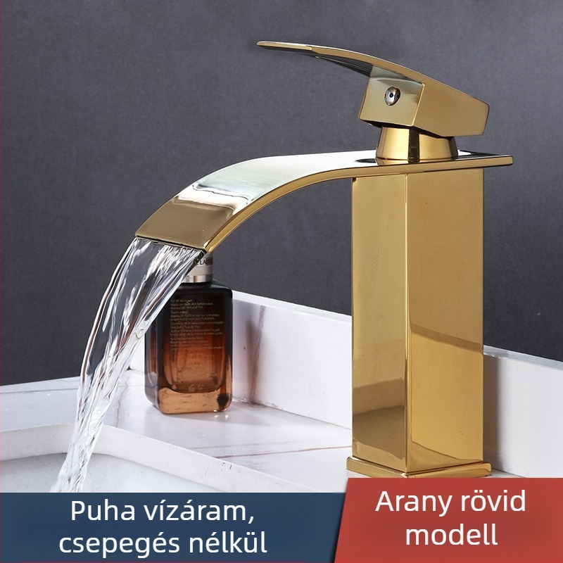 Keverő mosdócsaptele, 304 rozsdamentes acélból, kerámiás kartuszos szelep, egynyílásos beépítés, 1/2'' bemenet/kimenet, 0–90°C működési hőmérséklet