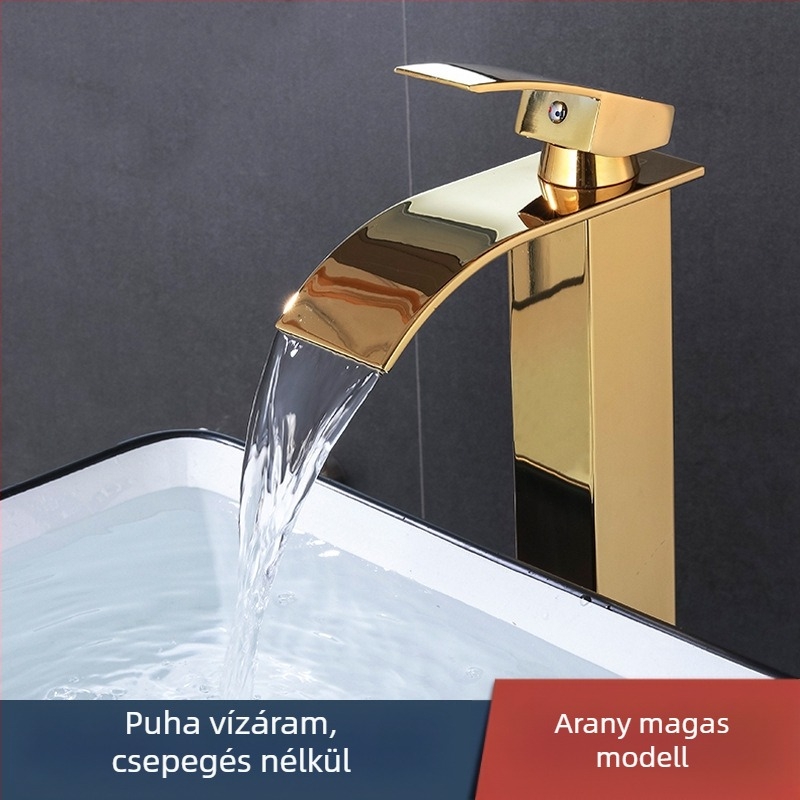 Keverő mosdócsaptele, 304 rozsdamentes acélból, kerámiás kartuszos szelep, egynyílásos beépítés, 1/2'' bemenet/kimenet, 0–90°C működési hőmérséklet