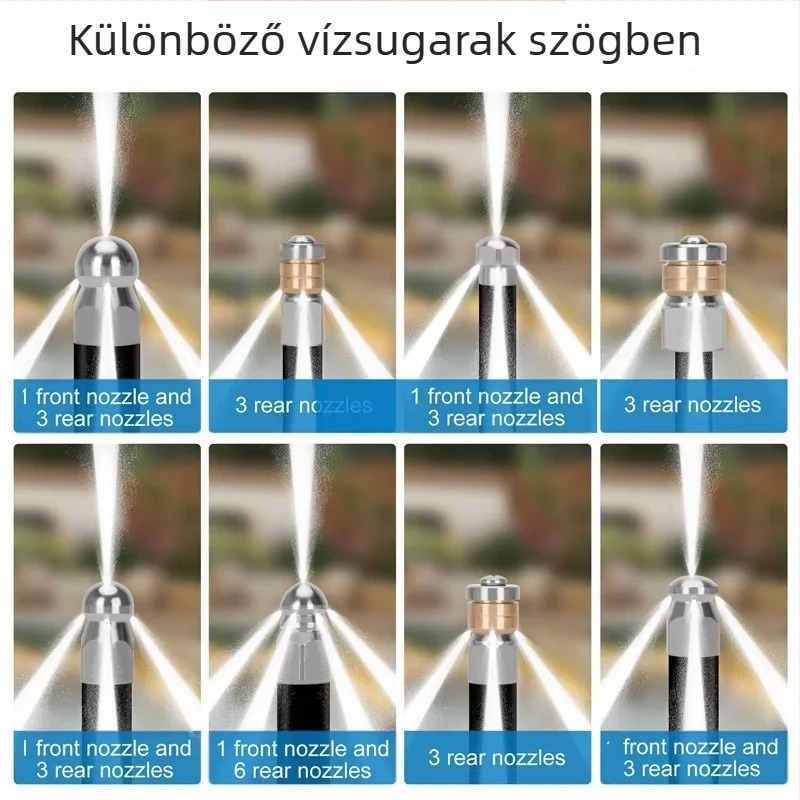 Independent rozsdamentes acélból készült magasnyomású csőtisztító fúvóka 1/4 inch csatlakozóval és 3/8 inch gyorscsatlakozóval