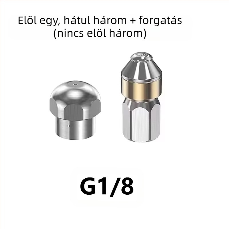 Independent rozsdamentes acélból készült magasnyomású csőtisztító fúvóka 1/4 inch csatlakozóval és 3/8 inch gyorscsatlakozóval