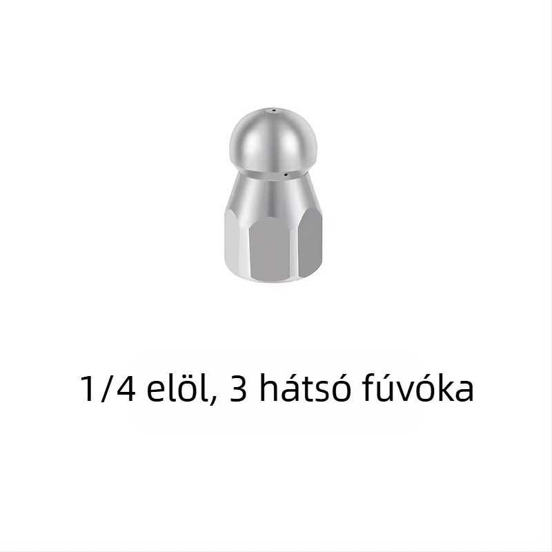 Independent rozsdamentes acélból készült magasnyomású csőtisztító fúvóka 1/4 inch csatlakozóval és 3/8 inch gyorscsatlakozóval