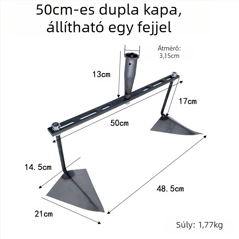 Állítható háromszög alakú kerti kapa csatornázáshoz, ásáshoz, redőzéshez és talajlazításhoz – többfunkciós kerti eszköz hegyes sascsőr fejjel