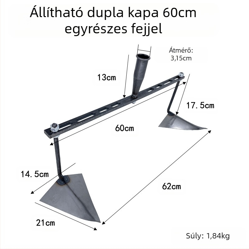 Állítható háromszög alakú kerti kapa csatornázáshoz, ásáshoz, redőzéshez és talajlazításhoz – többfunkciós kerti eszköz hegyes sascsőr fejjel