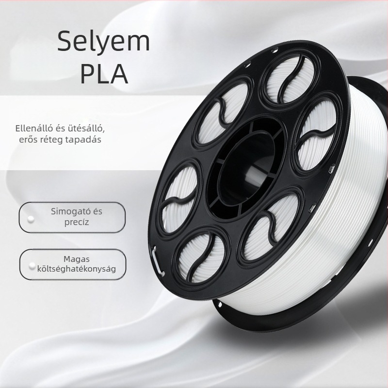 PLA selyem filament 3D nyomtatáshoz — kerek keresztmetszet, korong alakú megjelenés, sűrűség 1.26-1.40 g/cm3