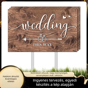 Kerti díszítő tábla nyíllal, kültéri esküvői irányjelző