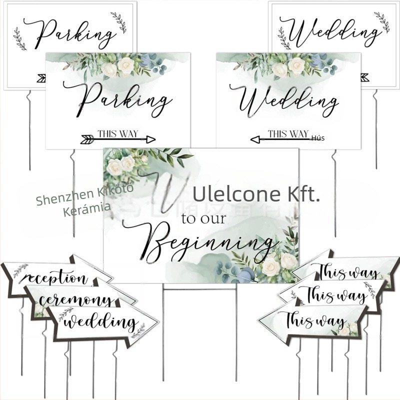 Kerti díszítő tábla nyíllal, kültéri esküvői irányjelző