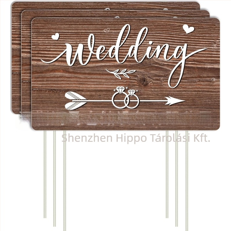 Kerti díszítő tábla nyíllal, kültéri esküvői irányjelző