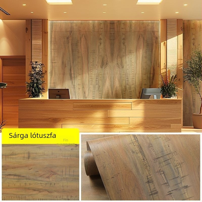 Fa textúrájú asztallap öntapadós matrica — PVC, 1 db, klasszikus retro stilus, alkalmas nappalira, hálószobára és dolgozószobára