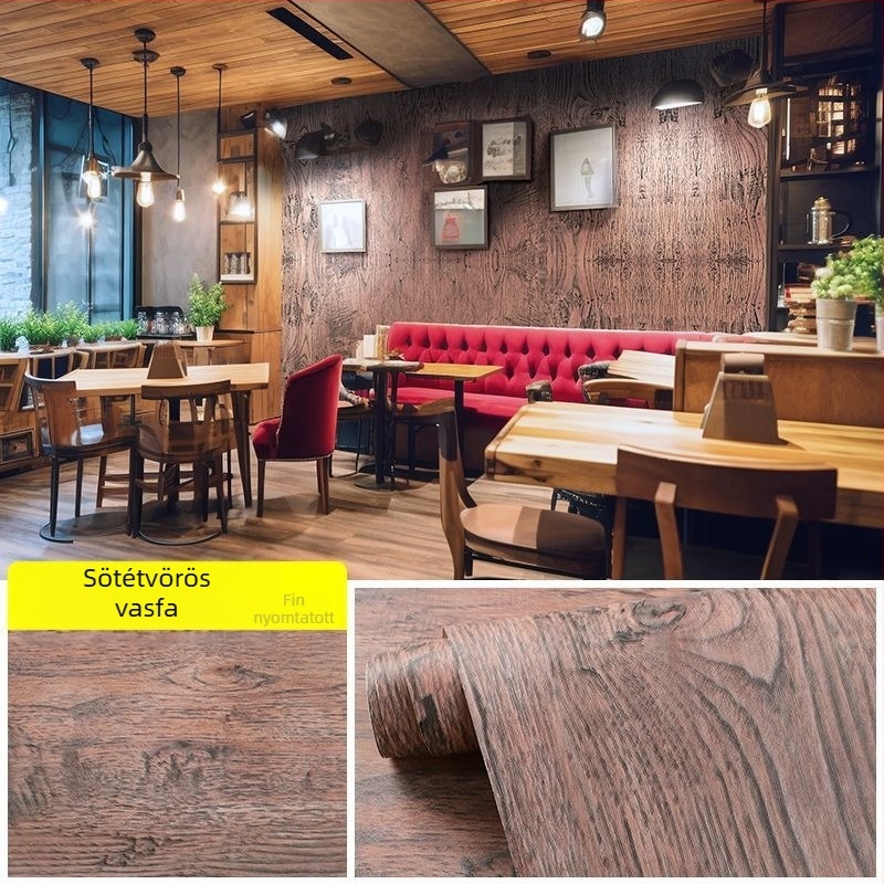 Fa textúrájú asztallap öntapadós matrica — PVC, 1 db, klasszikus retro stilus, alkalmas nappalira, hálószobára és dolgozószobára