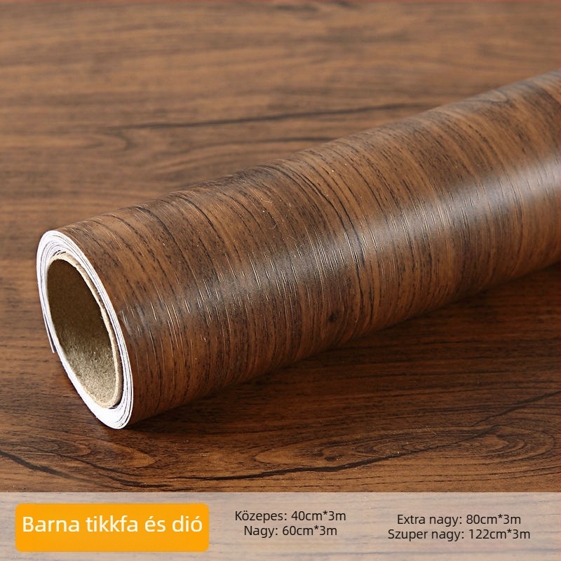 Fa textúrájú asztallap öntapadós matrica — PVC, 1 db, klasszikus retro stilus, alkalmas nappalira, hálószobára és dolgozószobára