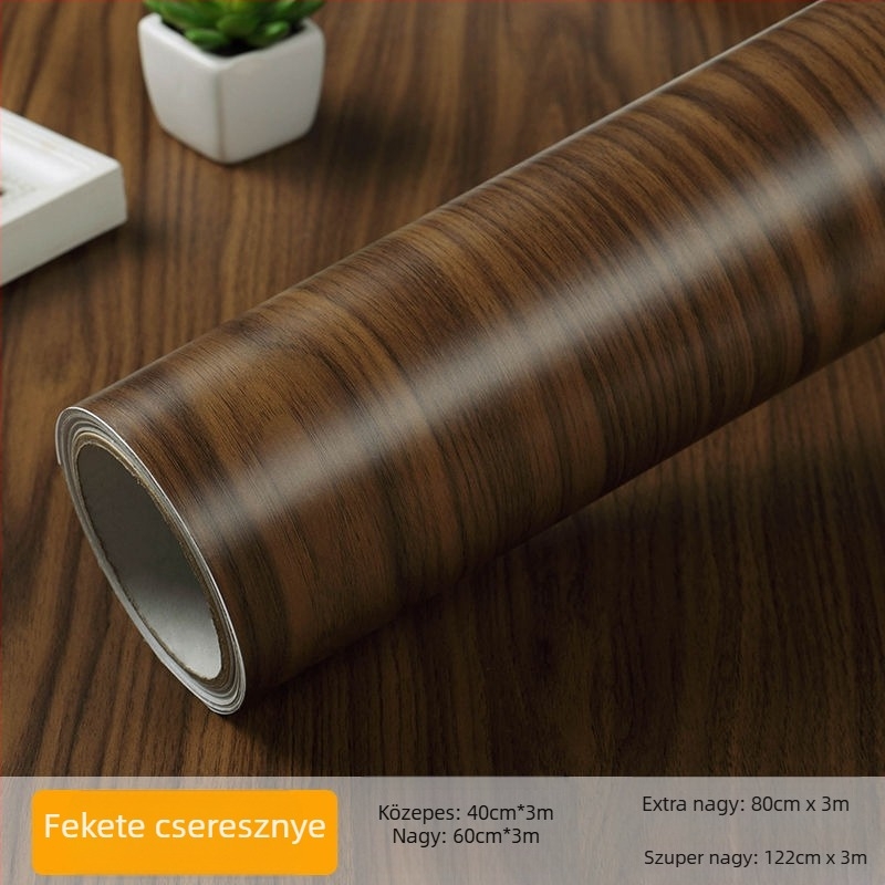 Fa textúrájú asztallap öntapadós matrica — PVC, 1 db, klasszikus retro stilus, alkalmas nappalira, hálószobára és dolgozószobára