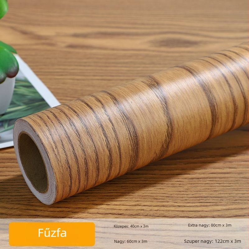 Fa textúrájú asztallap öntapadós matrica — PVC, 1 db, klasszikus retro stilus, alkalmas nappalira, hálószobára és dolgozószobára