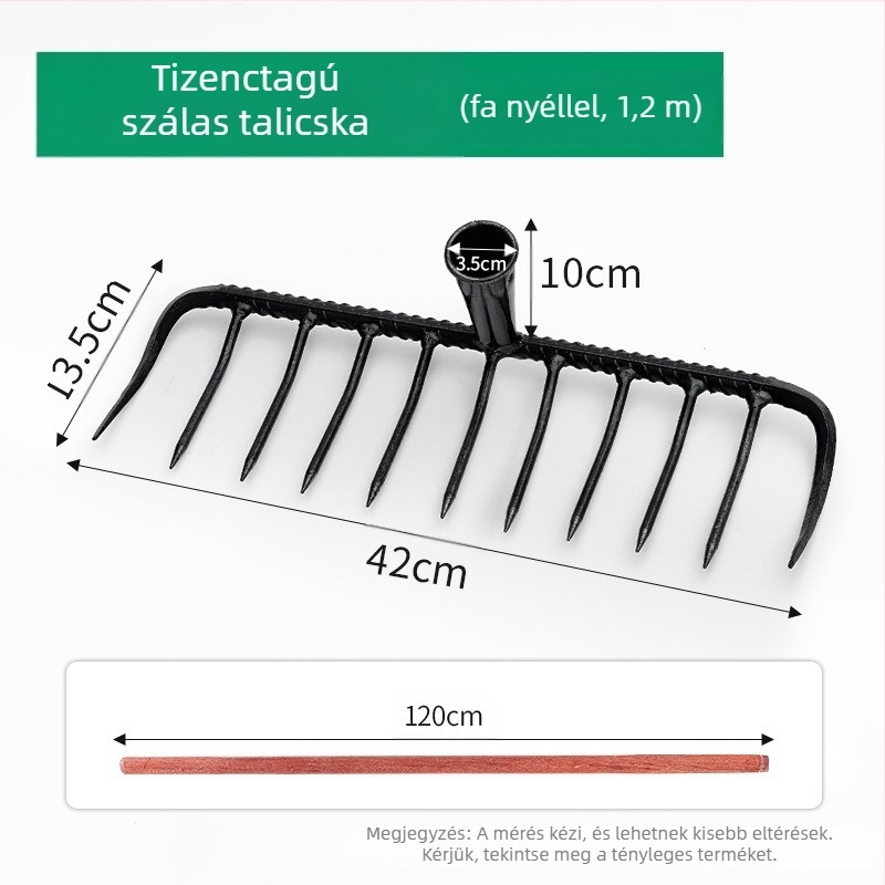 Kültéri talajlazításra szolgáló gereblye, teljes acél szerkezettel – Márka: Egyéb; Alkalmazási terület: Egyéb